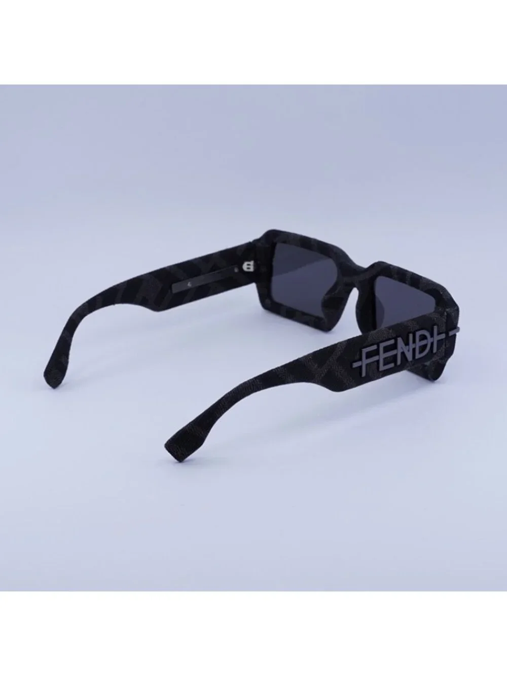 Fendi FE40074U 05A Sunglasses Grey Monogram Rectangle Frame, Grey Lenses